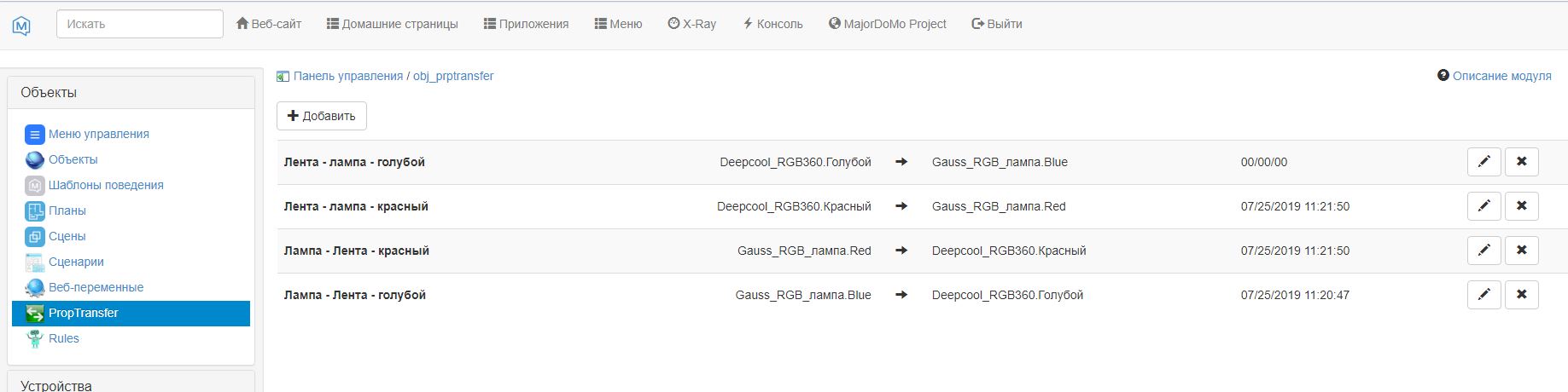 Список сценарии